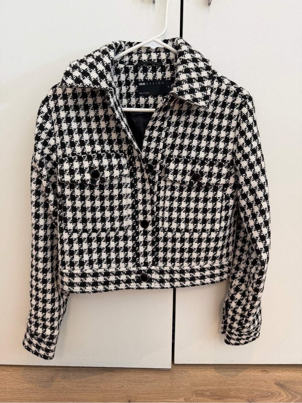 ASOS Black & White Houndstooth Cropped Jacket
